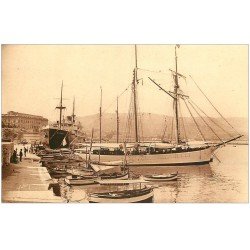 carte postale ancienne 20 AJACCIO. Quai Napoléon. Yacht et Paquebot