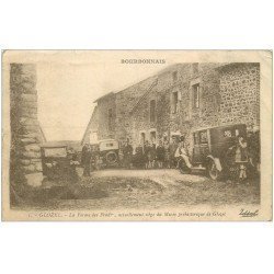 carte postale ancienne 03 GLOZEL. Ferme des Fradins. Voitures anciennes 1928