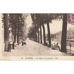 29 QUIMPER. Les Allées de Locmaria avec femmes et poussettes 1918