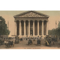 Paris 08 LA MADELEINE rue Royale avec fiacres et hippomobiles à Impériale 1907