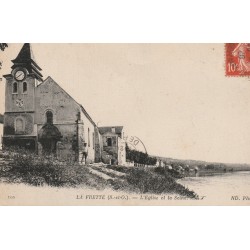 95 LA FRETTE-SUR-SEINE. Gamin devant l'Eglise et la Seine 1920