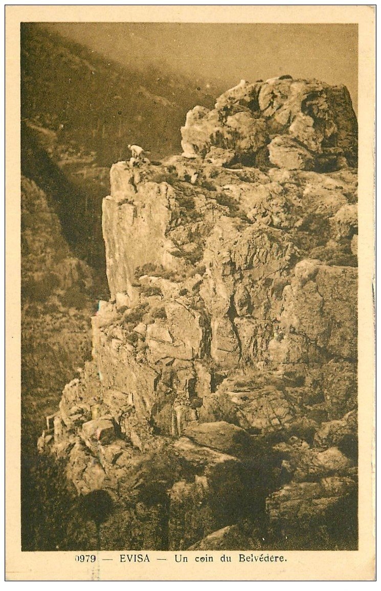 carte postale ancienne 20 CORSE. Eviza. Personnage sur le Belvédère