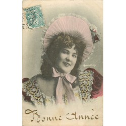 Spectacle Théâtre Artiste LORRISSON. Comédienne avec beau chapeau vers 1905