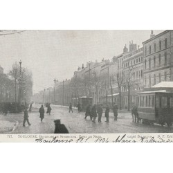 31 TOULOUSE. Effet de neige et tramways Boulevard de Strasbourg 1904