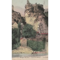 48 Gorges du Tarn CASTELBOUC. Le Château avec Passeur en barge 1928