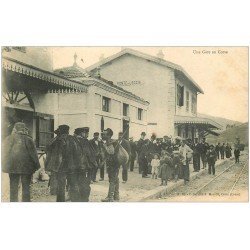 carte postale ancienne 20 CORSE. Ponte-Leccia. La Gare 1904