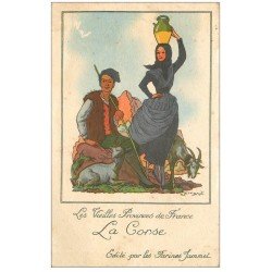 carte postale ancienne 20 CORSE. Publicité Farines Jammet. Berger et Porteuse d'eau par Droit