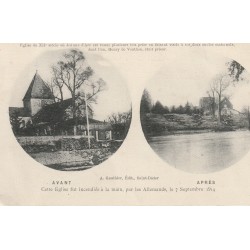 51 SERMAIZE-LES-BAINS. Eglise incendiée en 1914 "Avant et Après"