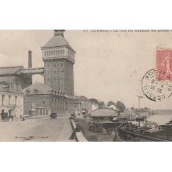 91 CORBEIL. Tour des magasins des grands Moulins et Péniches 1906