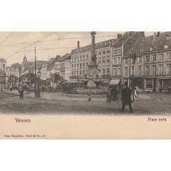 Belgique VERVIERS. Nombreux commerces Place Verte carte précurseur vers 1900