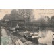 78 MEULAN. Quai de l'Arquebuse et péniche "garage" Petit bras de Seine vers 1905