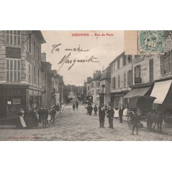 91 ESSONNES ESSONNE. Café David et attelage devant Tabac "Quirier" Rue de Paris 1905