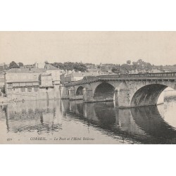91 CORBEIL. Le Pont et l'Hôtel Restaurant Pâtisserie Bellevue