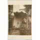78 MEZY. Photo Carte Postale d'une Femme et sa Fille dans le Jardin sous une tente 1908