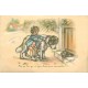 3 x cpa Illustrateurs GERMAINE BOURET. Gros Chien, Vertige et l'asticot