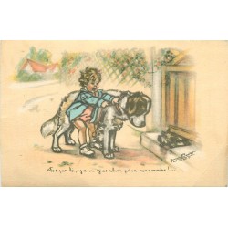 3 x cpa Illustrateurs GERMAINE BOURET. Gros Chien, Vertige et l'asticot