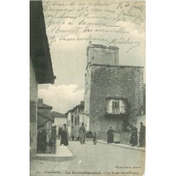 2 cpa 16 LA ROCHEFOUCAULD. Charretier Porte Saint-Florent et l'Eglise 1904