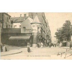 2 x cpa Paris 18° MONTMARTRE. Hôtel Restaurant rue Marcadet et Carrefour Saint-Vincent rue des Saules 1905