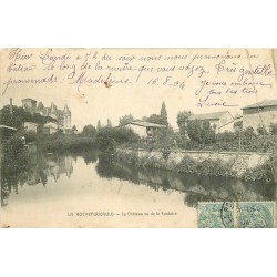 2 x cpa 16 LA ROCHEFOUCAULD. Château vu de la Tardoire et Grande Allée du Parc animée