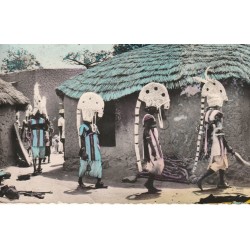 COTE D'IVOIRE. Danseurs Sénoufos cérémonie rituelle 1961