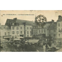 2 x cpa 27 EVREUX. Place du Marché neuf 1934 et Tour de l'Horloge