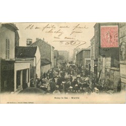 5 cpa 93 NOISY-LE-SEC. Le Marché, rue du Goulet, Statue Jeanne d'Arc et les Ecoles rue Cottereau