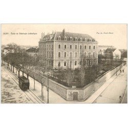 carte postale ancienne 21 DIJON. Ecole de Théologie Catholique. Tramway