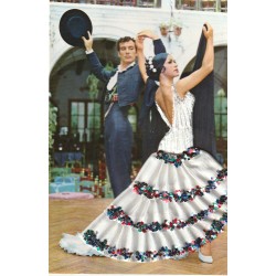 Fantaisie Carte brodée véritables fils de soie et paillettes DANSEUSE DE FLAMENGO