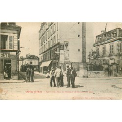 5 cpa 93 NOISY-LE-SEC. Carrefour rues Brèment et la Forge, Station Tramways, Bd Michelet, Panorama et Eglise St-Etienne