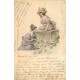 Illustration Elégantes avec poule et poussins 1901