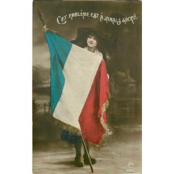 3 cpa Militaires LE DRAPEAU TRICOLORE. Emblême 1915, la corne d'abondance 1913 et Bonne année