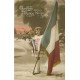 3 cpa Militaires LE DRAPEAU TRICOLORE. Emblême 1915, la corne d'abondance 1913 et Bonne année