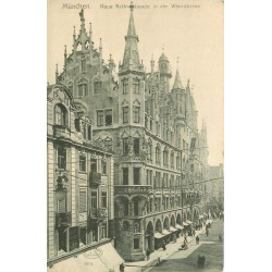 3 cpa MÜNCHEN MUNICH. Neue Rathausfacade in der Weinstrasse, Bavaria mit Rhmeshalle, Residenz Wittelbachbrunnen