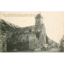 51 REUVES. L'Eglise bombardée avec tacot militaire