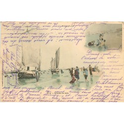 62 BERCK. L'heure du bain avec bateaux de Pêcheurs 1901