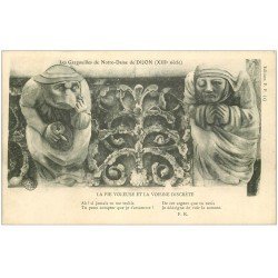 carte postale ancienne 21 DIJON. Gargouilles de Notre-Dame. Pie voleuse et Voisine discrète