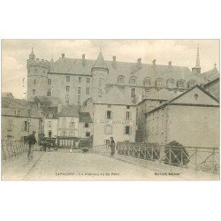 carte postale ancienne 03 LAPALISSE. Le Château et Café Morand et Pont 1909