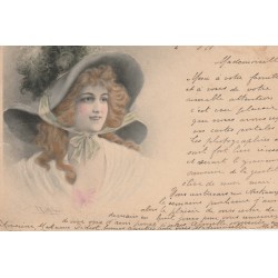 Illustrateur WICHERA. Femme au chapeau 1905