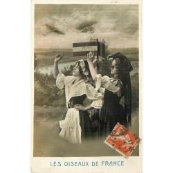 Superbe lot 3 cpa FANTAISIES Les Oiseaux de France. Bergères et avions