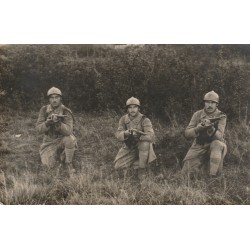 RARE Photo Cpa 25 CAMP DE VALDAHON. Militaires Poilus en embuscade Guerre 1914-18