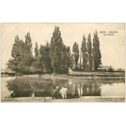 carte postale ancienne 21 DIJON. Le Port. Rare 8 timbres de 2 centimes