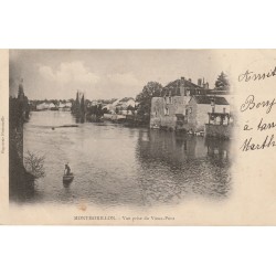 86 MONTMORILLON. Vue prise du Vieux-Pont avec Passeur en barge 1904