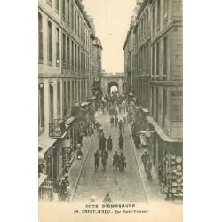 12 cpa 35 SAINT-MALO. Rue Saint-Vincent, Régates, Plage, Arrivée Tramway, Remparts, Chateaubriand, Pont roulant, Jetée