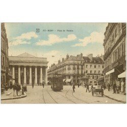 carte postale ancienne 21 DIJON. Place du Théâtre 1923. Roher magasin de Cartes Postales et Ecole Remington