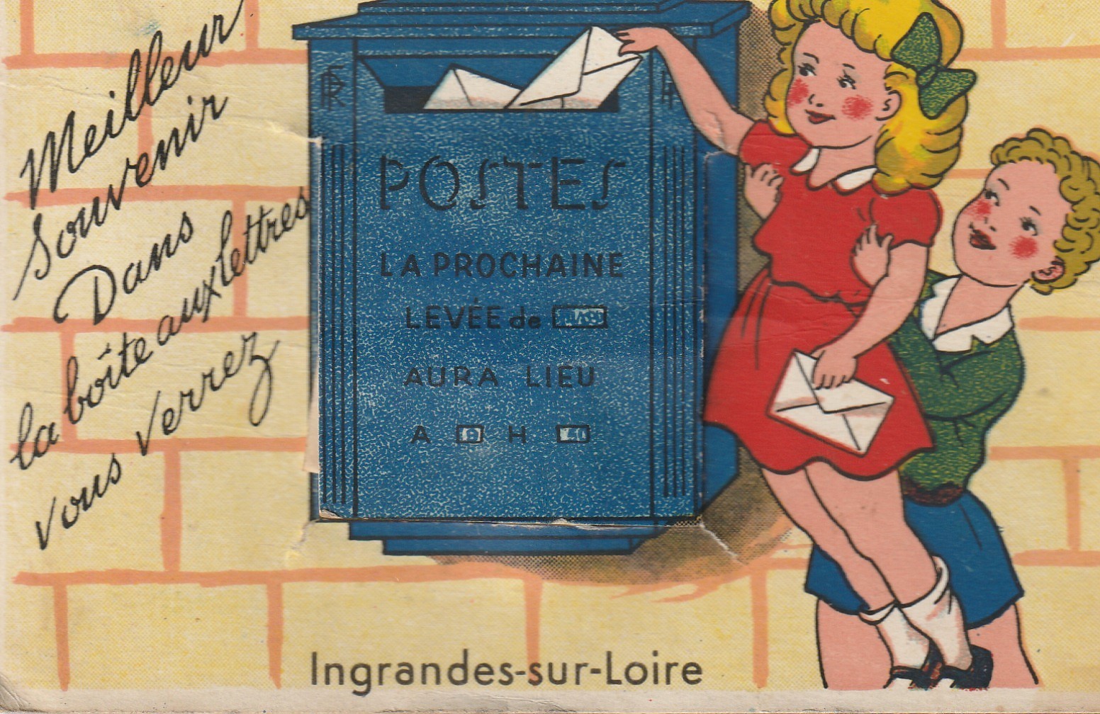 Carte à système 49 INGRANDES-SUR-MER.. Ouvrez la boite aux lettres et vous verrez 10 mini-vues 1954