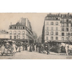 92 NEUILLY-SUR-SEINE. Place du Marché vendeurs ambulants et attelage 1920