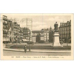 carte postale ancienne 21 DIJON. Statue de Rude Place Darcy Porte Guillaume 1935 Cinéma Théâtre à gauche