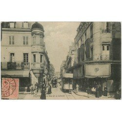 21 DIJON. Tramway Rue de la Liberté 1906. magasin Au Pauvre Diable