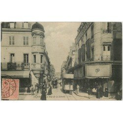 carte postale ancienne 21 DIJON. Tramway Rue de la Liberté 1906. magasin Au Pauvre Diable