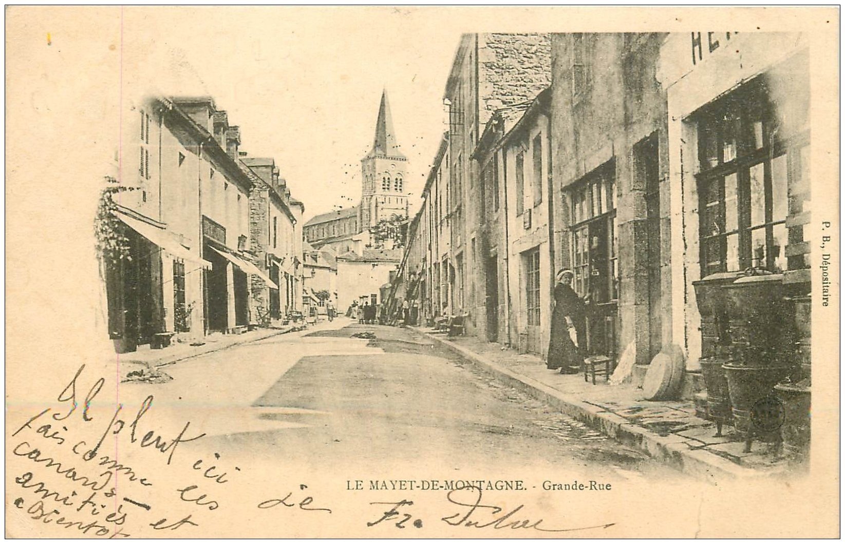 carte postale ancienne 03 LE MAYET-DE-MONTAGNE. Grande Rue 1904